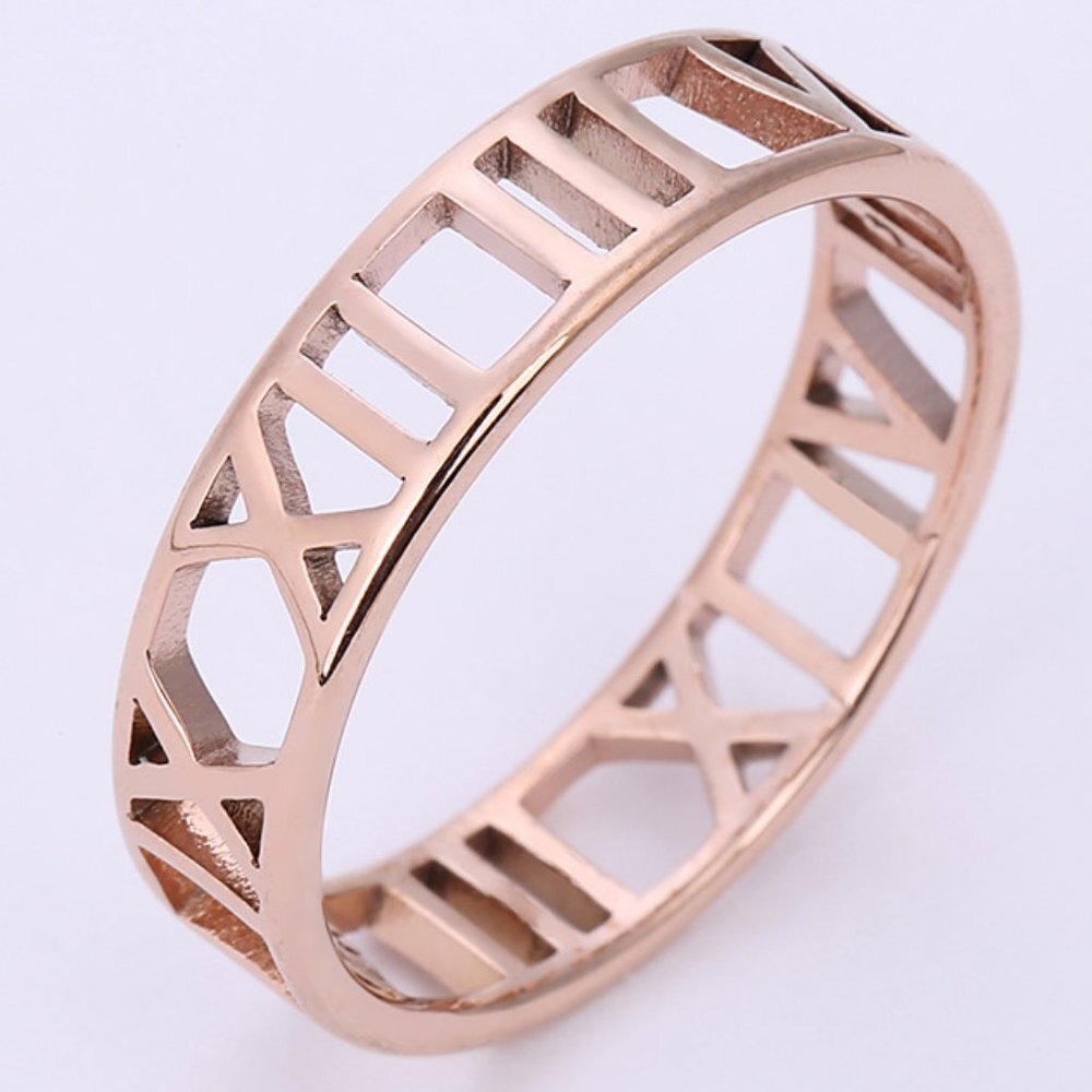 Roman Numeral Rose Gold Ring